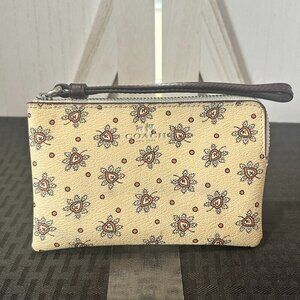 Coach Forest Bud Print Corner Zip Wristlet in Coated Canvas